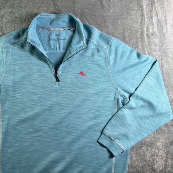 Tommy Bahama Mens XL Pullover 1/4 Zip Long Sleeve Shirt Blue Marlin Logo (read) - Picture 1 of 12